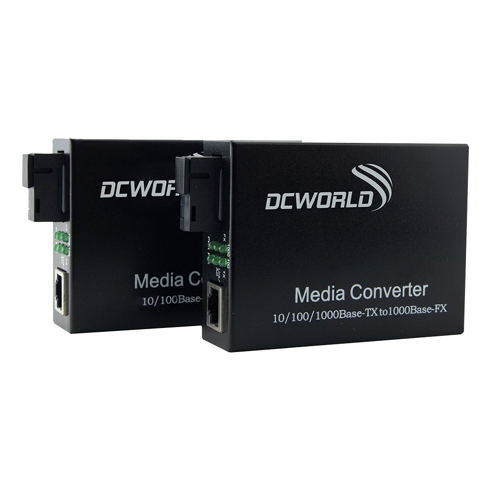Conversor de mídia Gigabit Ethernet 10/100/1000 Single Fiber WDM DC World